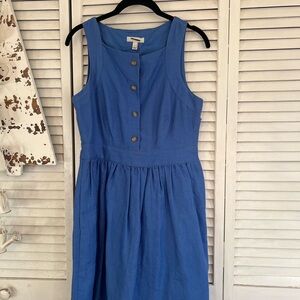 J. Crew Blue Sleeveless Scoop Neck Midi Sundress